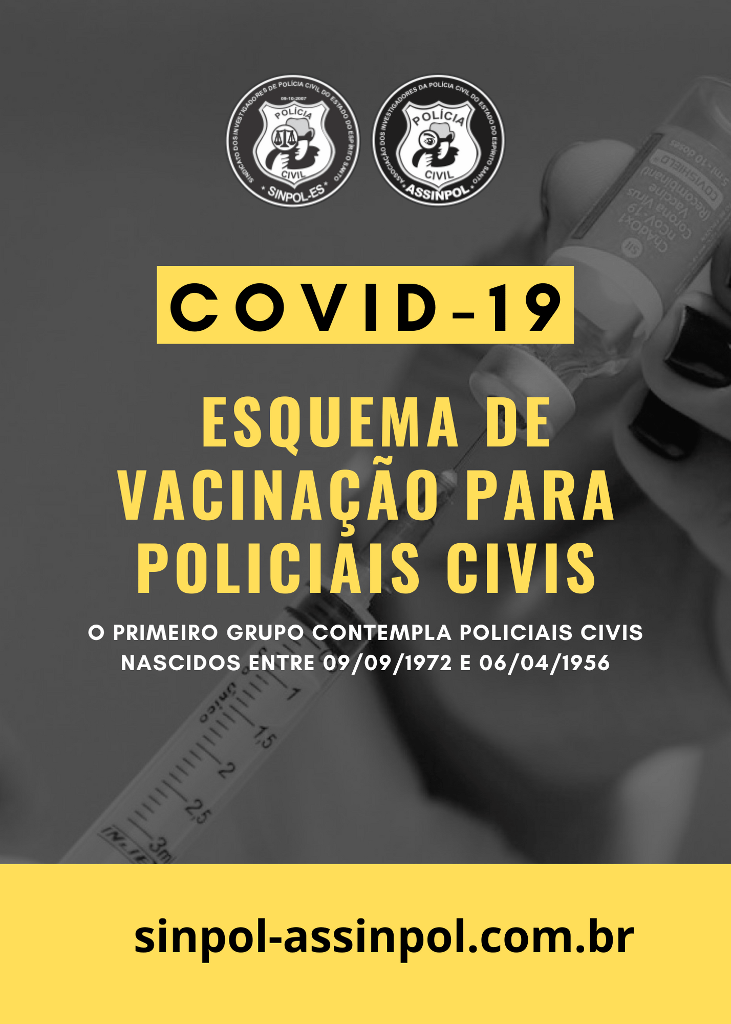 COVID-19: Esquema de Vacinação para Policiais Civis