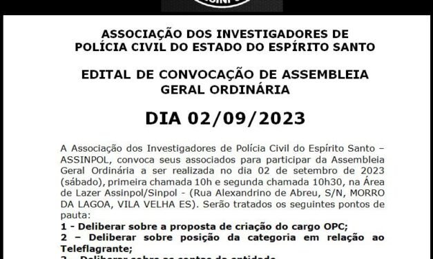 ASSINPOL/ES – EDITAL DE CONVOCAÇÃO ASSEMBLEIA GERAL