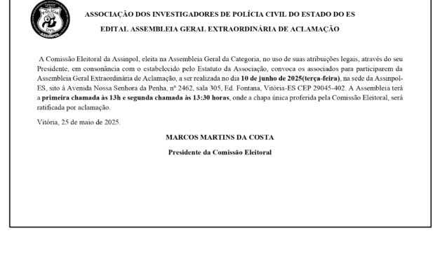 EDITAL DE CONVOCAÇÃO ASSINPOL – ASSEMBLEIA EXTRAORDINÁRIA